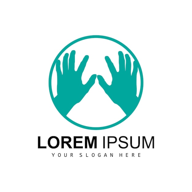 Logotipo de la mano Trabajo en equipo Vector Equipo Empresa Diseño Salud corporal Cuidado de las manos Reciclaje