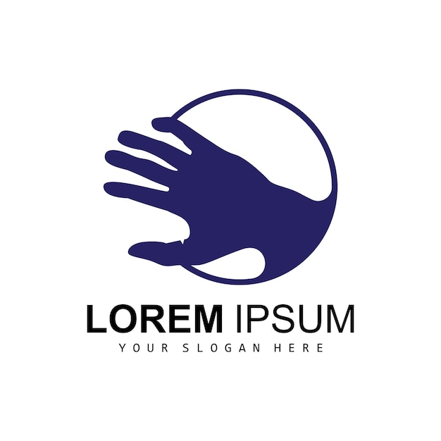 Logotipo de la mano Trabajo en equipo Vector Equipo Empresa Diseño Salud corporal Cuidado de las manos Reciclaje