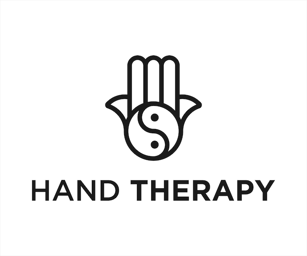 Logotipo de la mano yin yang o icono de la mano