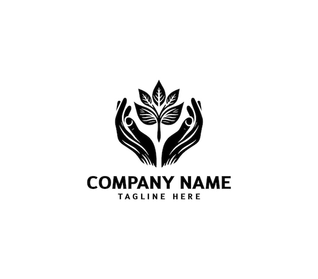 Logotipo de manos curativas vectoriales con árbol Concepto de logotipo de manos de árbol Logotipo de estilo de vida saludable y ecológico