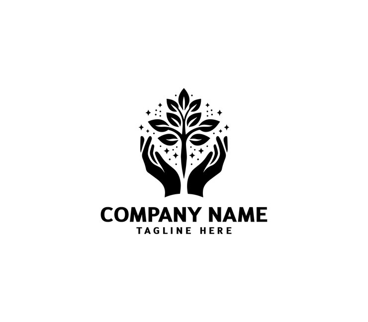 Logotipo de manos curativas vectoriales con árbol Concepto de logotipo de manos de árbol Logotipo de estilo de vida saludable y ecológico