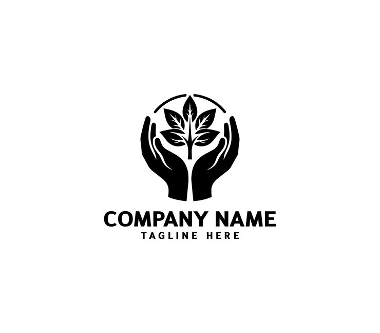 Logotipo de manos curativas vectoriales con árbol Concepto de logotipo de manos de árbol Logotipo de estilo de vida saludable y ecológico