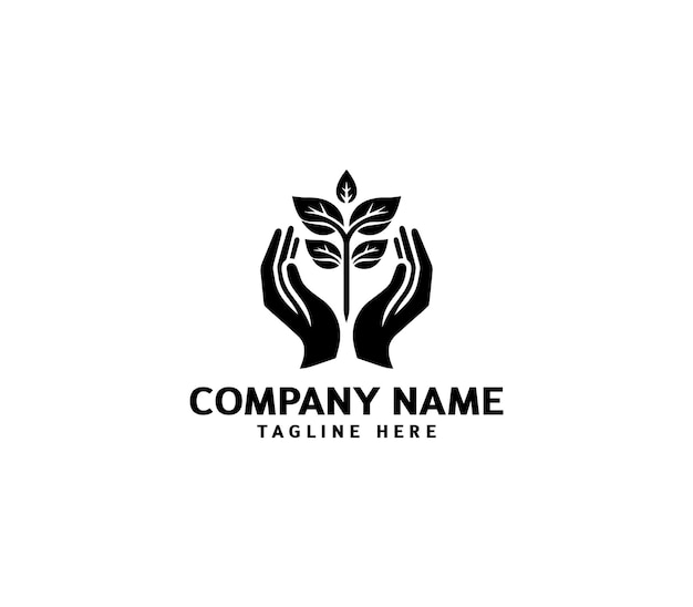 Logotipo de manos curativas vectoriales con árbol Concepto de logotipo de manos de árbol Logotipo de estilo de vida saludable y ecológico