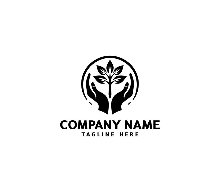 Logotipo de manos curativas vectoriales con árbol Concepto de logotipo de manos de árbol Logotipo de estilo de vida saludable y ecológico