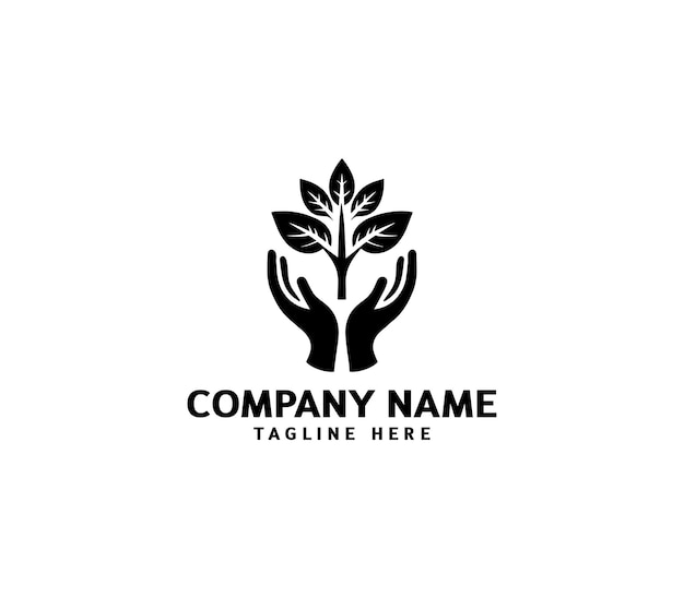 Logotipo de manos curativas vectoriales con árbol Concepto de logotipo de manos de árbol Logotipo de estilo de vida saludable y ecológico