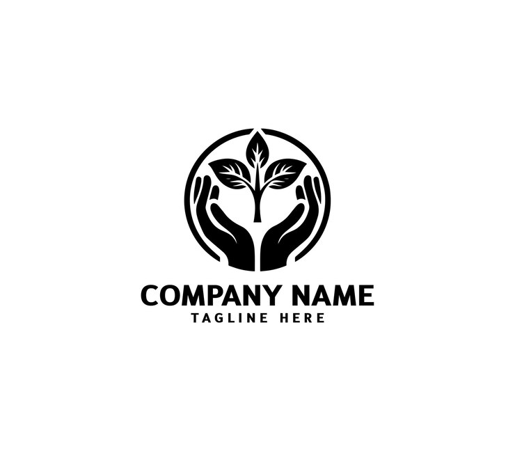 Logotipo de manos curativas vectoriales con árbol Concepto de logotipo de manos de árbol Logotipo de estilo de vida saludable y ecológico