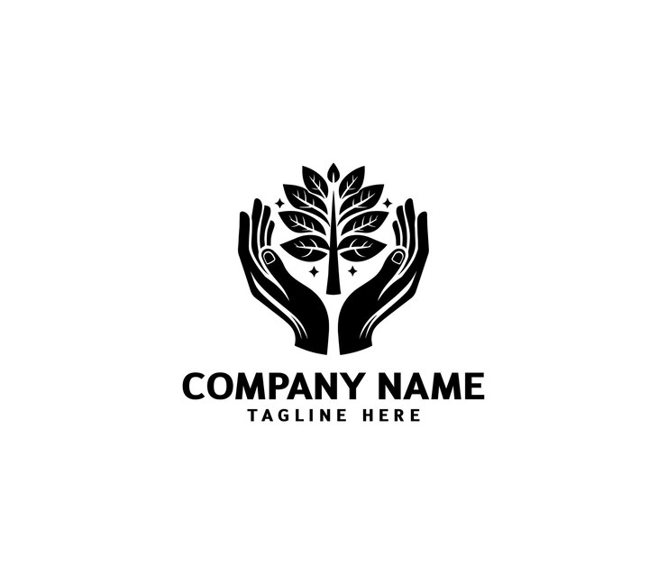 Logotipo de manos curativas vectoriales con árbol Concepto de logotipo de manos de árbol Logotipo de estilo de vida saludable y ecológico