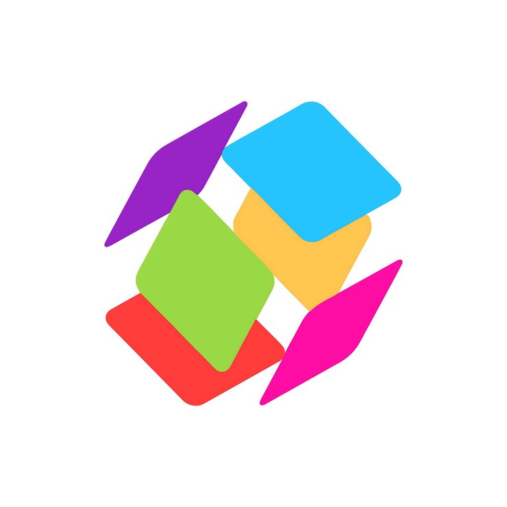 Vector un logotipo de manzana colorido con un diseño colorido en el medio