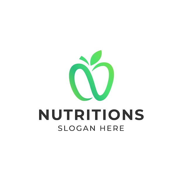 Vector logotipo de manzana de nutrición letra n