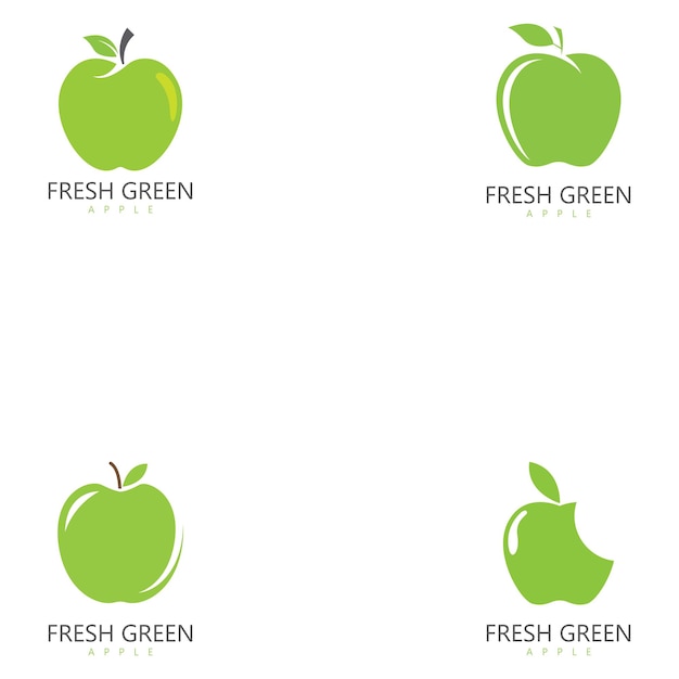 logotipo de manzana verde fresca icono de vector de comida saludable