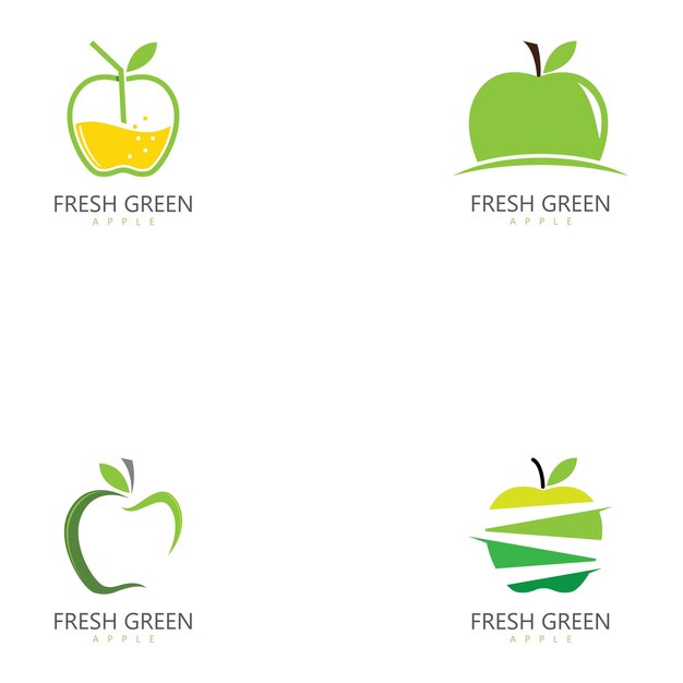 logotipo de manzana verde fresca icono de vector de comida saludable