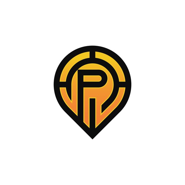 Logotipo de mapa de ubicación de pin de letra inicial moderna P