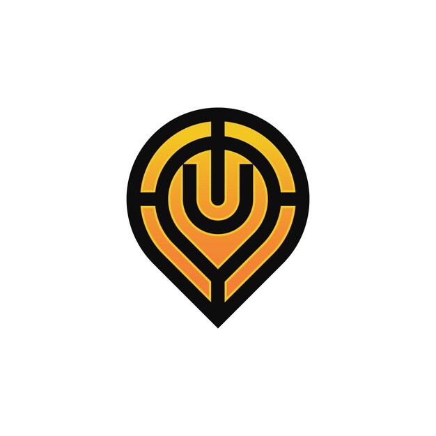 Logotipo de mapa de ubicación de pin de letra inicial moderna U