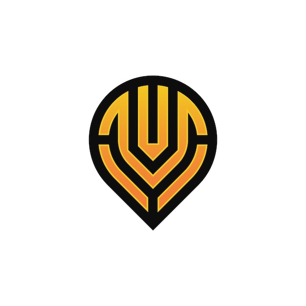 Logotipo de mapa de ubicación de pin de letra inicial moderna V