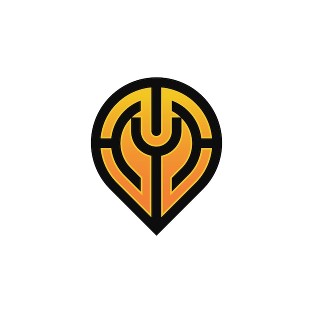 Logotipo de mapa de ubicación de pin de letra inicial moderna Y