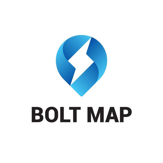 Logotipo del mapa de la ubicación del pino del rayo eléctrico