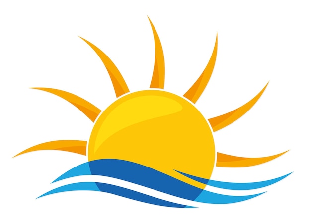 Un logotipo de mar estilizado desde el sol del amanecer