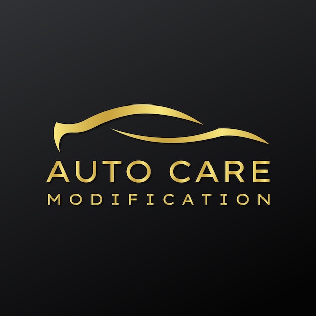 Logotipo de marca de automóviles de color dorado 3D y logotipo del servicio de reparación de automóviles