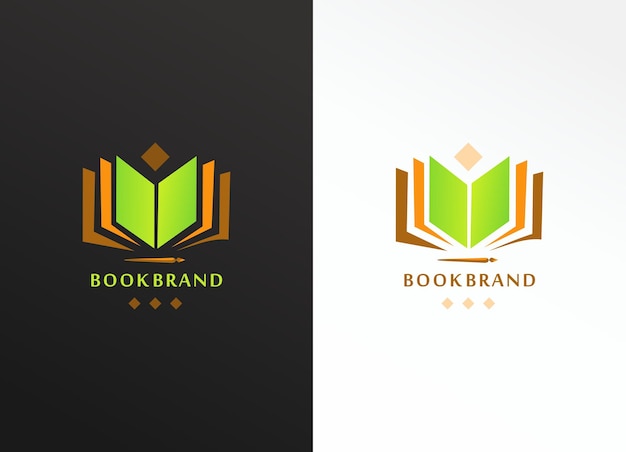 Logotipo de la marca editorial y logotipo de libros y bibliotecas educación en línea y estudios universitarios