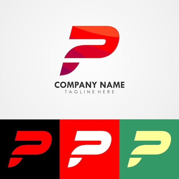 Logotipo de marca de empresa abstracta, diseño de plantilla de letra P inicial