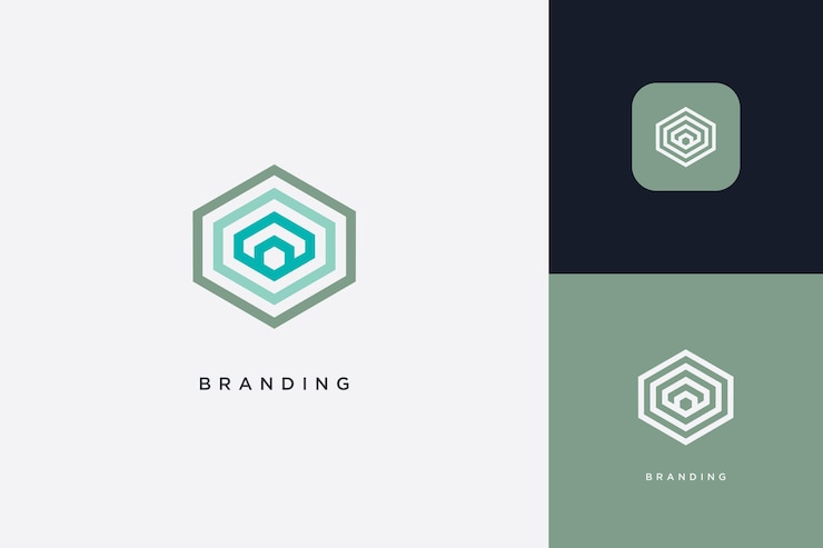 Vector el logotipo de la marca hexagon digital multimedia