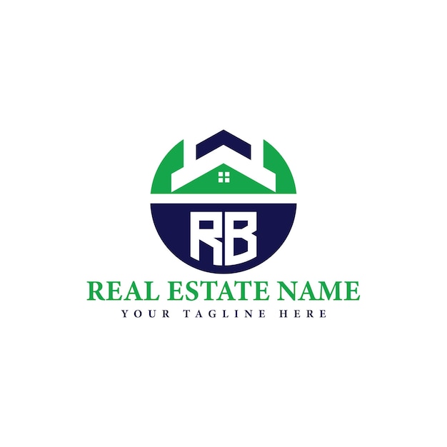 Logotipo de marca inmobiliaria verde y azul