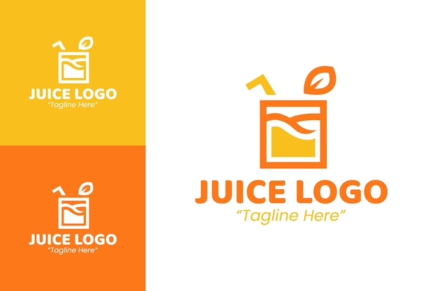 Logotipo de la marca de jugo orgánico con el símbolo de la hoja