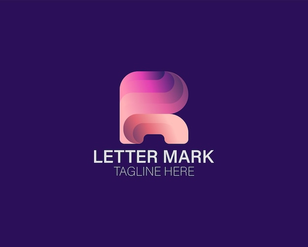 Logotipo de marca de letra con un fondo morado