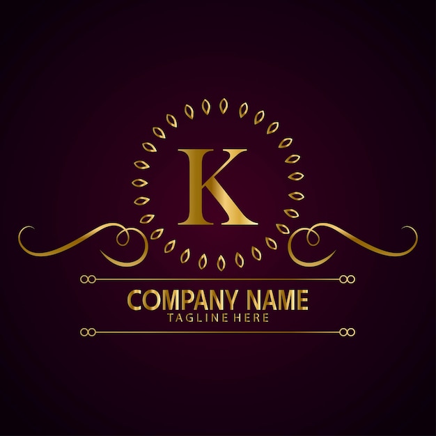 Logotipo de la marca de lujo con la letra K con corona.