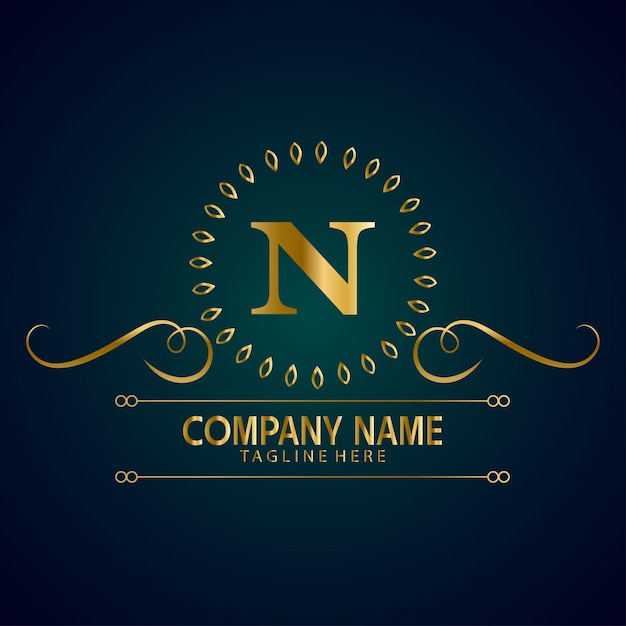 Logotipo de la marca de lujo con la letra N y la corona