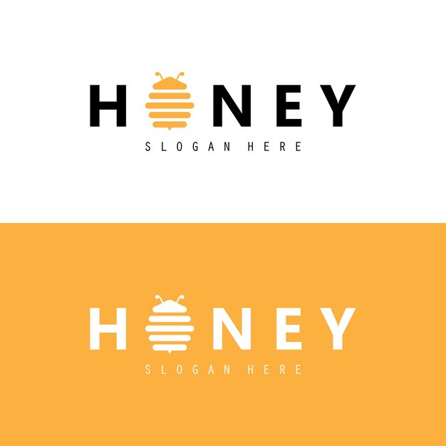 Logotipo de marca de miel Icon Design Template Logotipo de miel fresca con peine de miel