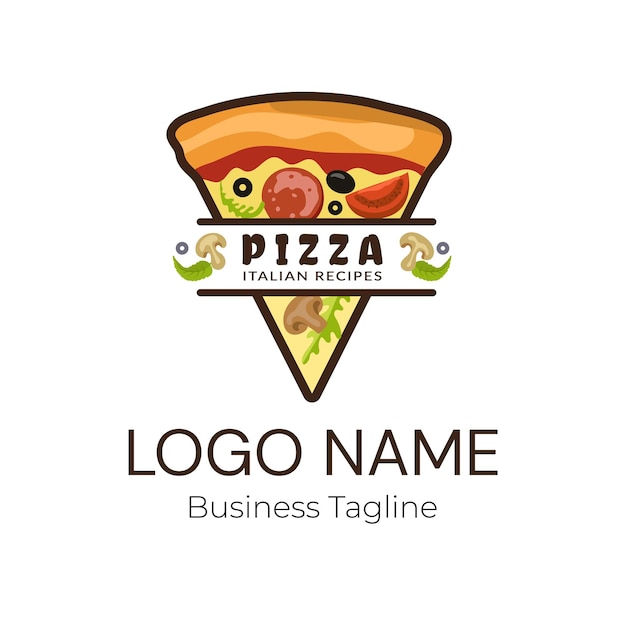 Logotipo de la marca de negocios de alimentos de pizza