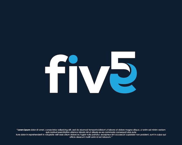El logotipo de marca de palabra forma un espacio negativo del número cinco