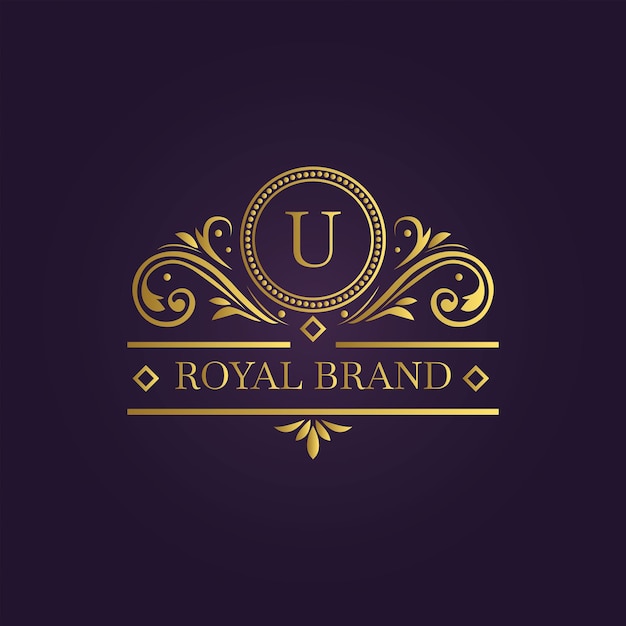 El logotipo de la marca real con el monograma U dorado