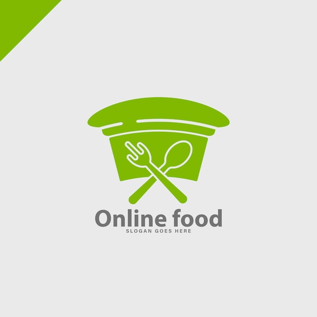 logotipo de marca de restaurante de comida en línea logotipo de tenedor y cuchara