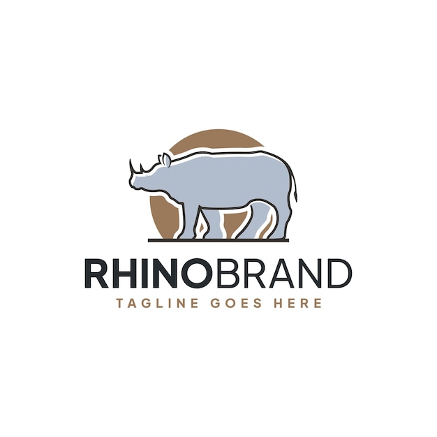 Logotipo de la marca de rinoceronte de diseño plano