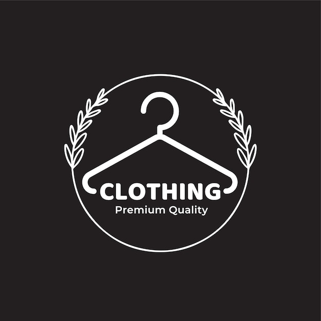 Logotipo de la marca de ropa con colgador y corona de hojas