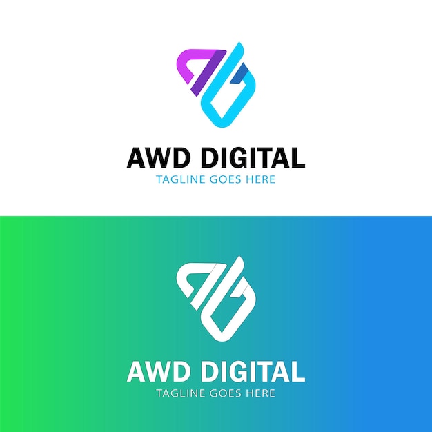 Logotipo de la marca de tecnología de gradiente vectorial