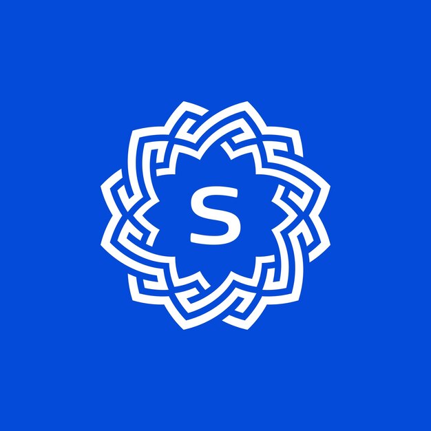 Logotipo del marco de círculo con borde ornamental con la letra inicial S.