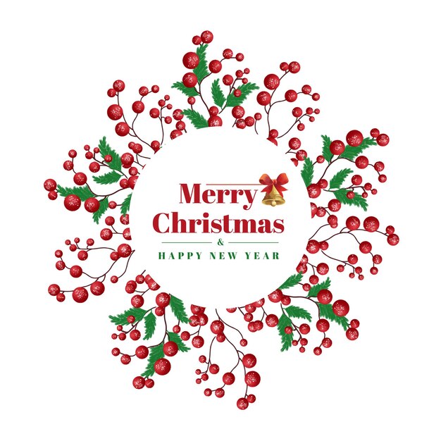 Logotipo de marco navideño en acuarela con hoja verde y bola roja