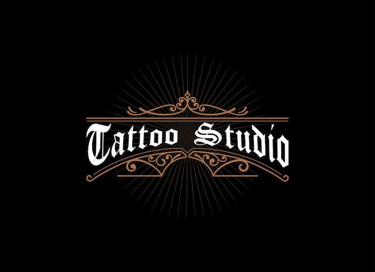 Vector logotipo de marco vintage etiqueta antigua adecuado para estudio de tatuajes barbería etiqueta de whisky