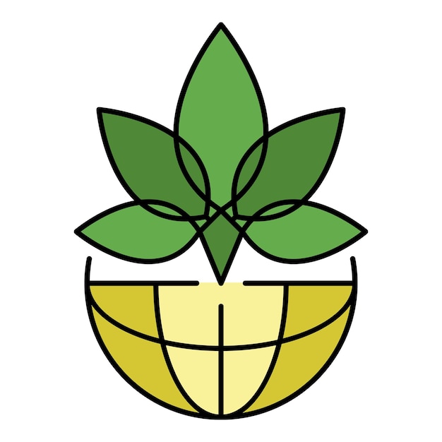 Logotipo de marihuana de hoja Contorno de hoja de marihuana vector logo color plano aislado en blanco