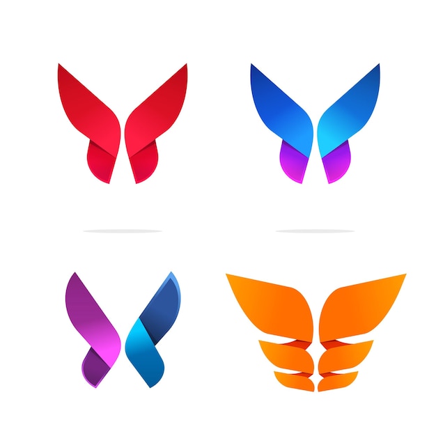 Logotipo de mariposa abstracto diseño de plantilla de logotipo de estilo floral degradado geométrico moderno vivo