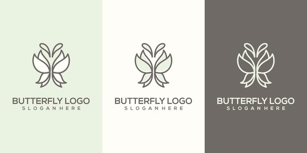 Logotipo de mariposa abstracto femenino listo para usar