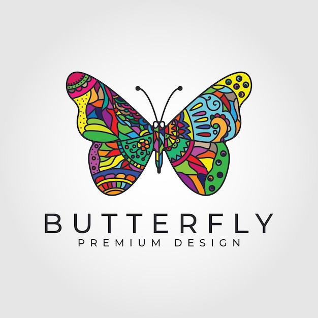 Logotipo de mariposa Arco iris multicolor mariposa abstracta Diseño de ilustración vectorial