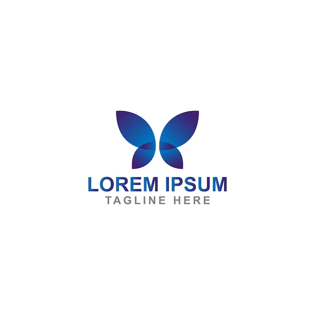 Vector logotipo de mariposa azul con la letra m