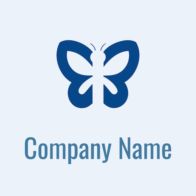 un logotipo de mariposa azul con una mariposa en él