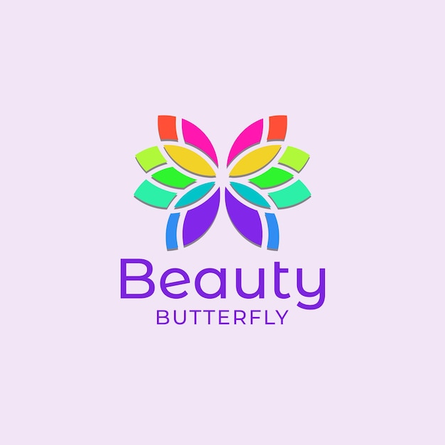 Logotipo de mariposa de belleza con estilo colorido