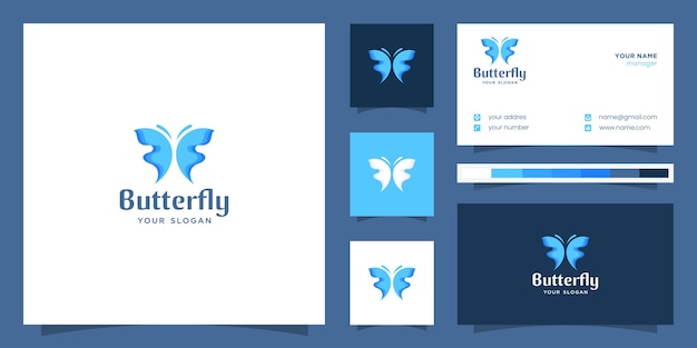 Logotipo de mariposa degradado abstracto, para inspiración de diseño, plantillas de logotipo y tarjetas de visita