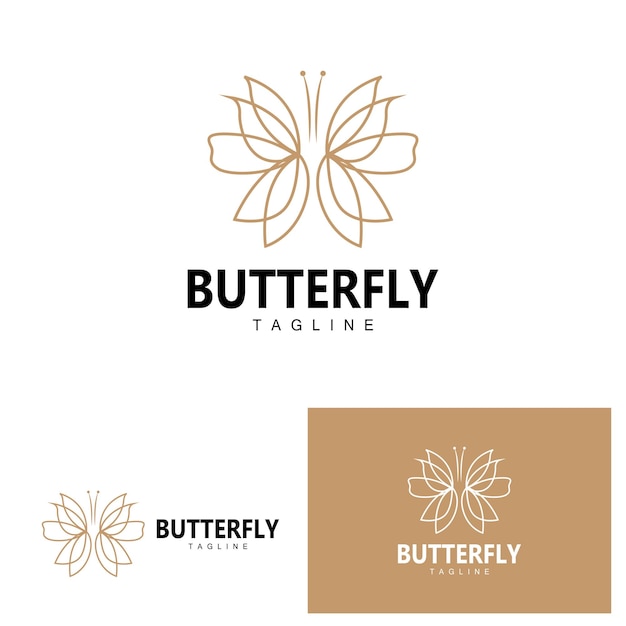 Logotipo Mariposa Diseño de animales Marca de producto Ala de animal decorativa hermosa y simple